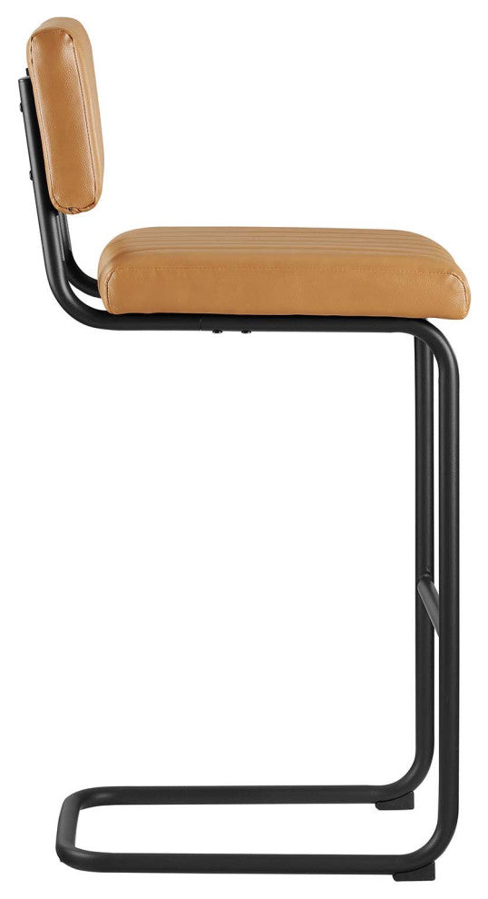 Parity Vegan Leather Bar Stools, Set of 2, Black Tan