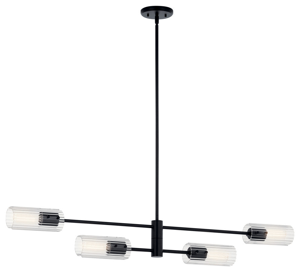 Velestino 47.50" 4-Light Linear Chandelier, Black