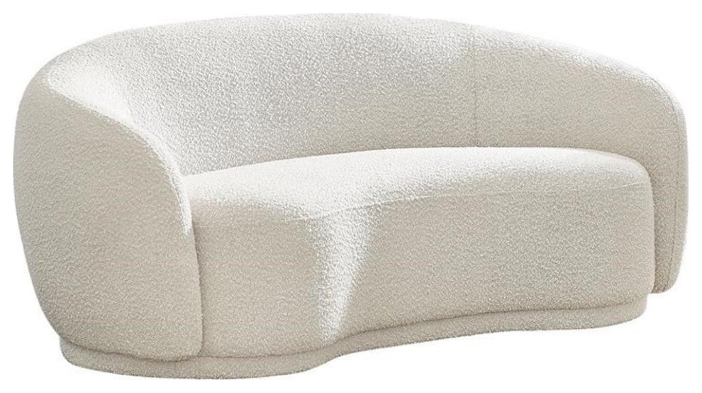Maklaine Contemporary Boucle Fabric Loveseat With Rounded Back in Cream