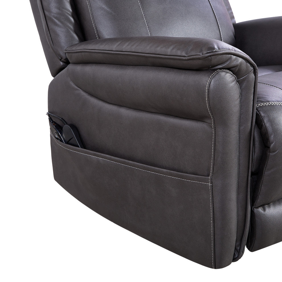 GDF Studio OKIN Motor Power Swivel Rocker Recliner With Massage & Heating, Gray