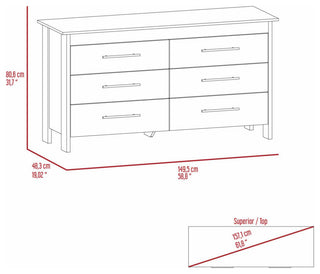 Luxor 6 Drawer Double Dresser, Black