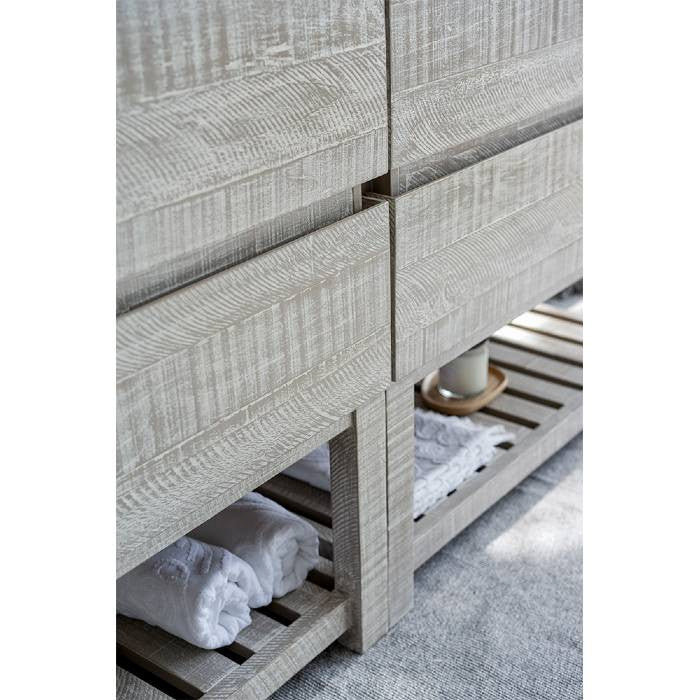 Formosa Modern 48" Ash Double Sink Vanity Set w/ Open Bottom, Faucet Fft1030bn