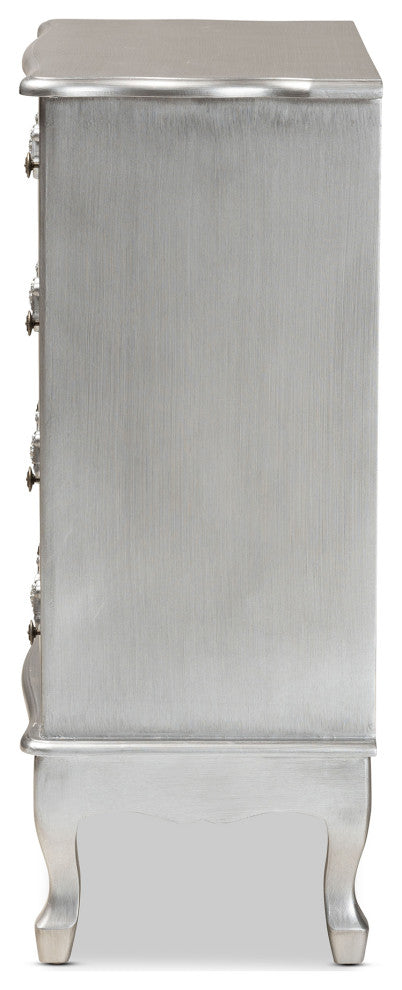 Callen Classic and Traditional Silver Finished Wood 4-Drawer Storage Cabinet