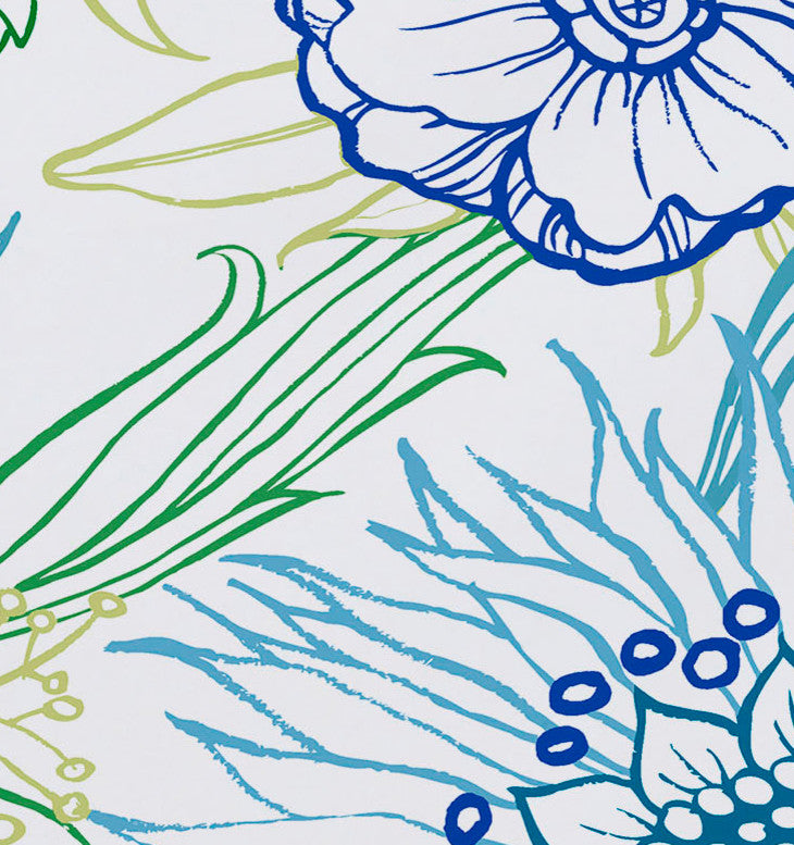 18"x14" Zentanle 4 Color, Floral Print Placemats, Set of 4, Blue