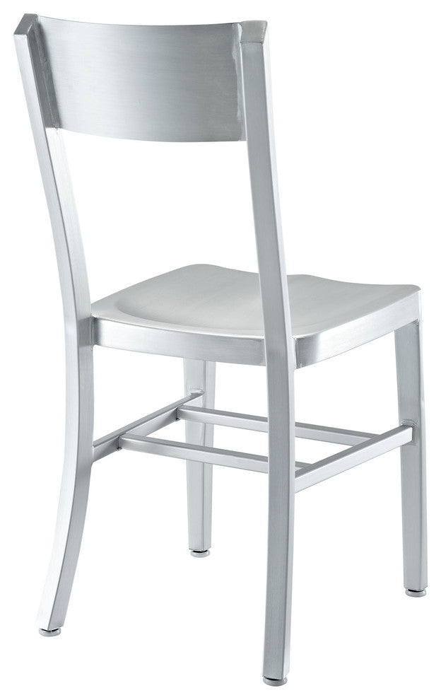 Modern Contemporary Kitchen Metal Dining Side Chair Silver, Outdoor and Indoor