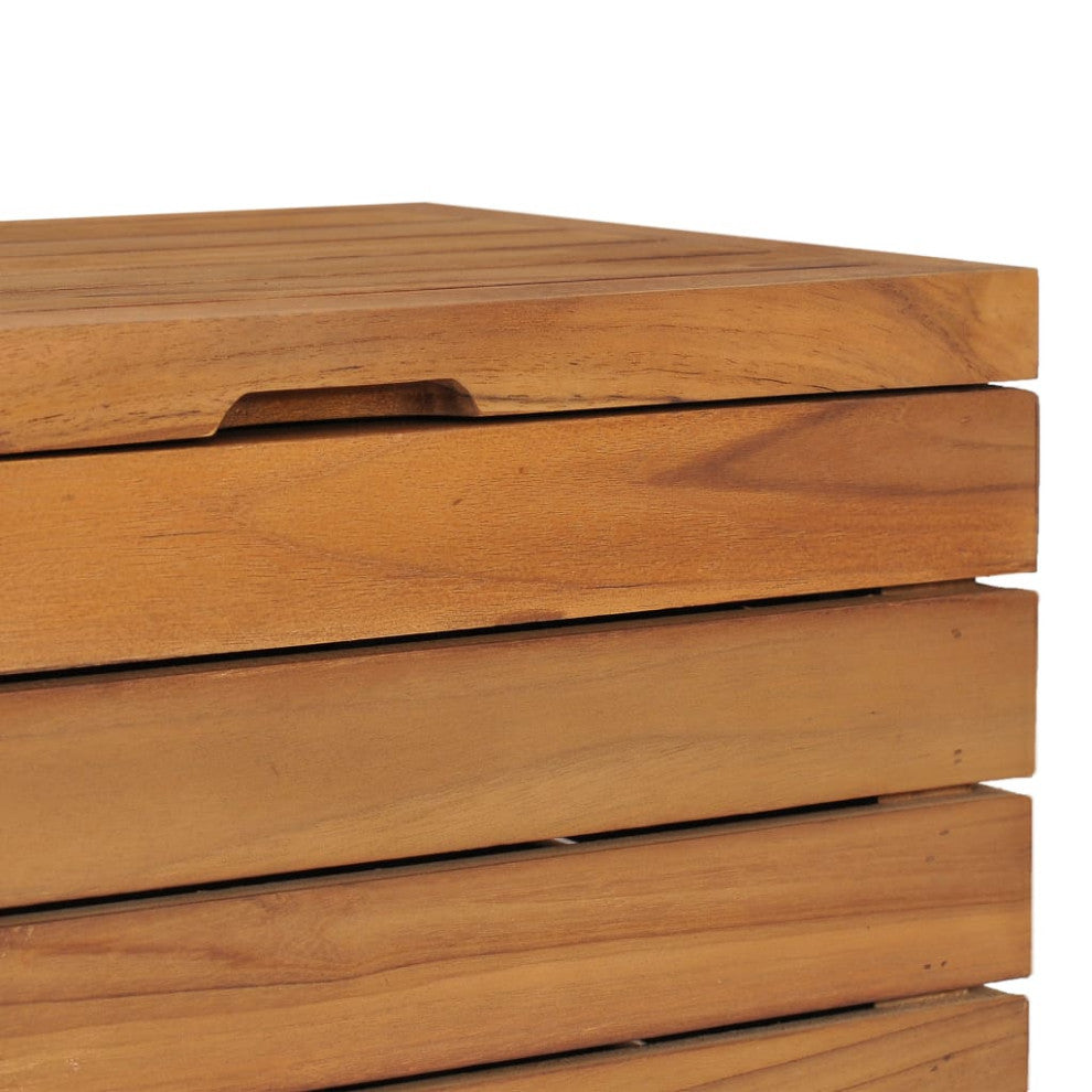 vidaXL Solid Teak Wood Laundry Basket 15.7"x11.8"x17.7" Wooden Clothes Box