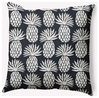 18x18" Pineapple Pattern Nautical Decorative Indoor Pillow, Shark Blue