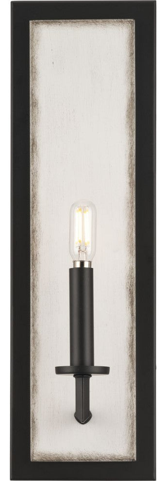 Galloway 1-Light 18" Matte Black Wall Sconce With Distressed White Accents