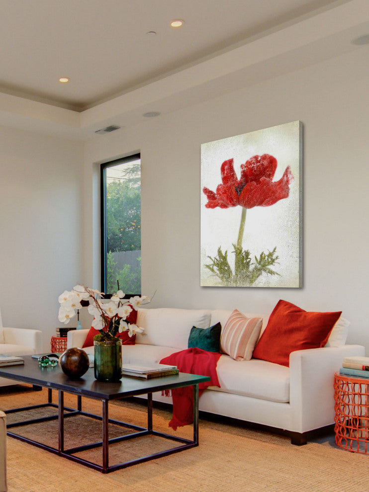 "Anemone Red" Painting Print on Canvas by Aryai