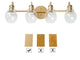 LNC Modern Clear Glass-Bell Shade Bathroom Vanity Light, Matte Gold, 4 Lights