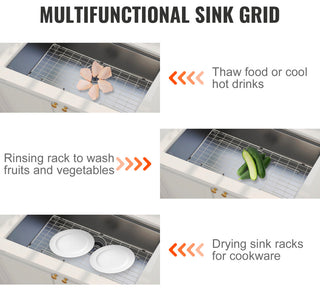 VEVOR Sink Protector Grid For Kitchen 27.5"x13.5" Stainless Steel Drain Rack