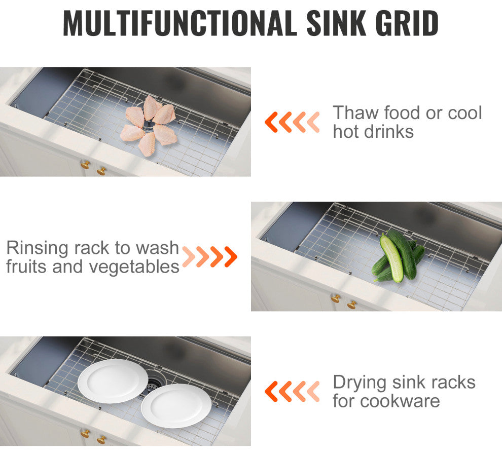 VEVOR Sink Protector Grid For Kitchen 27.5"x13.5" Stainless Steel Drain Rack