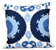 Boho , Geometric Outdoor Pillow, Navy Blue, 18"x18"