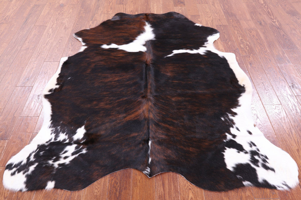 6' 3" X 5' 5" Tricolor Natural Cowhide Rug C1816