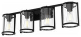Astwood Matte Black With Clear Glass 4 Light Vanity Wall