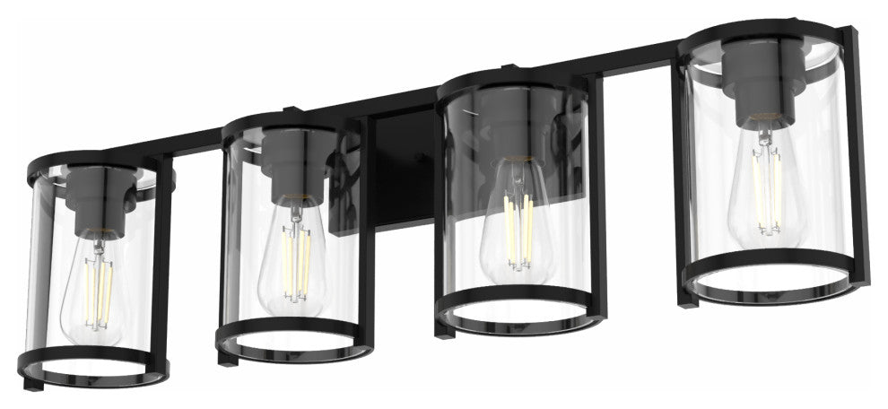 Astwood Matte Black With Clear Glass 4 Light Vanity Wall