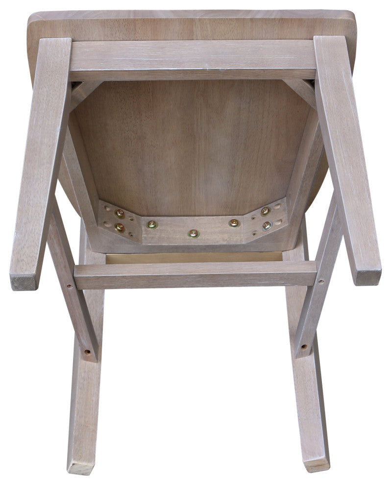 Set of Two Tall Mission Chairs, Washed Gray Taupe