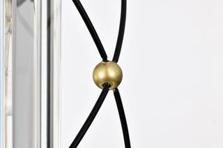 1-Light Black and Gold Cage Mini Pendant With Hanging Crystals