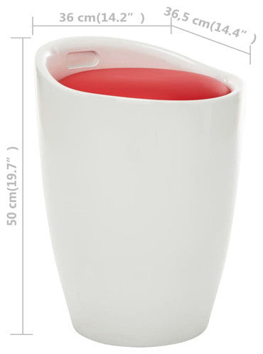 vidaXL Stool Ottoman Foot Rest Office Footstool White and Red Faux Leather