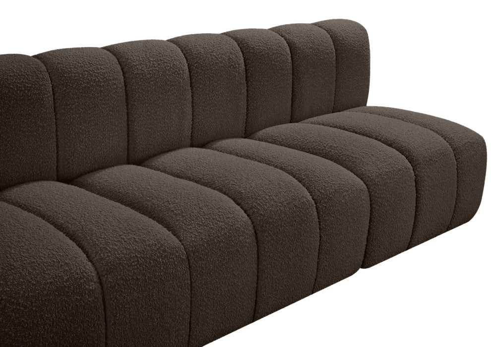 Arc Boucle Fabric Upholstered 4-Pc. Modular Sofa, Brown