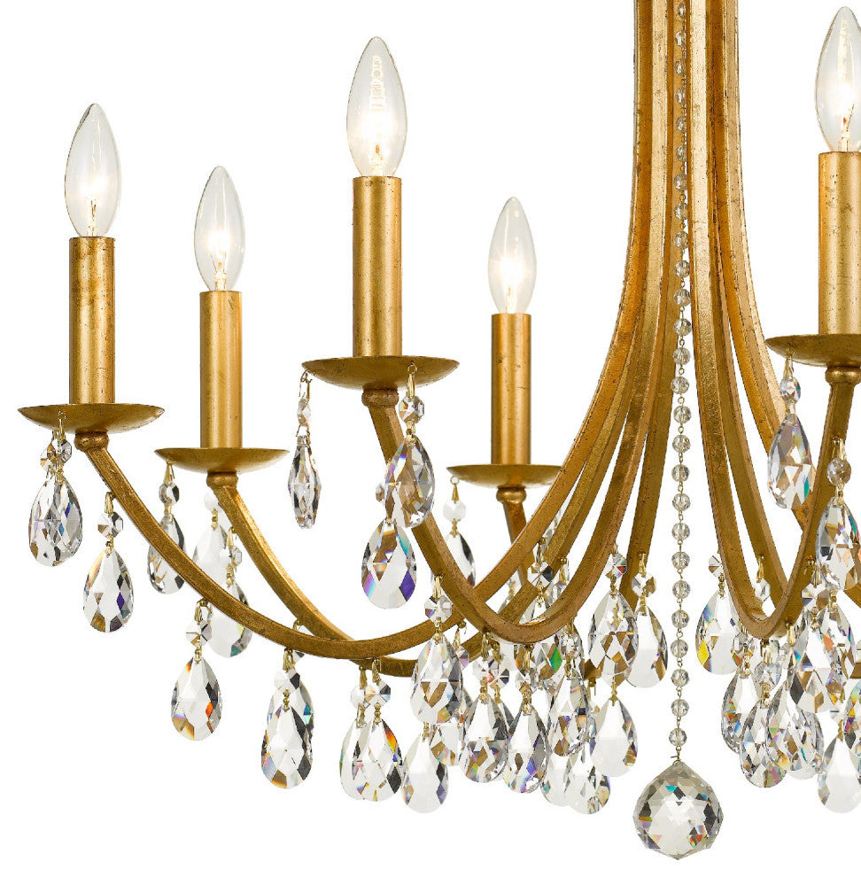 Crystorama 8828-GA-CL-MWP, 8-Light Chandelier, Antique Gold
