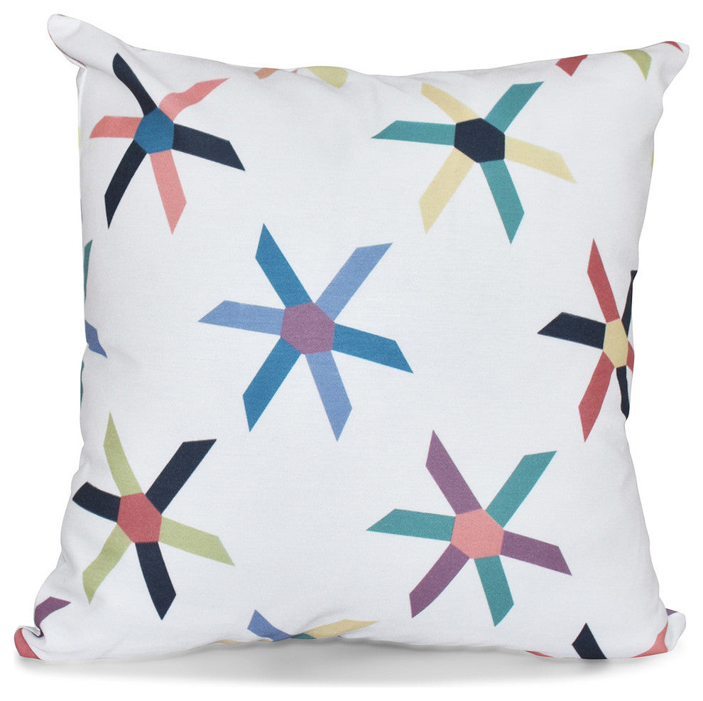 Pinwheel Pop, Geometric Print Pillow, Navy Blue, 18"x18"