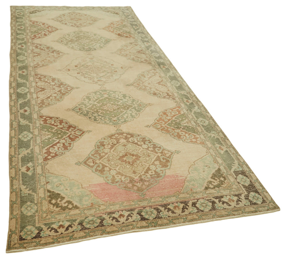 Rug N Carpet - Hand-knotted Turkish 4' 8" x 11' 10" Vintage Runner Rug