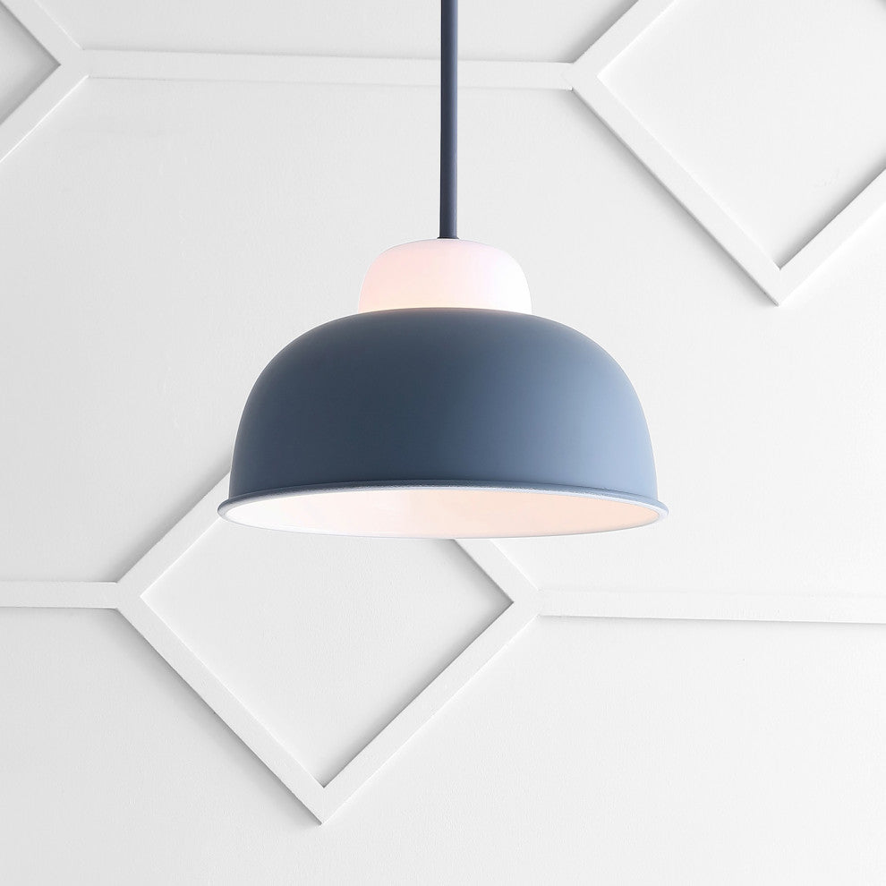 Simon 12" Adjustable Metal and Glass Led Pendant, Gray
