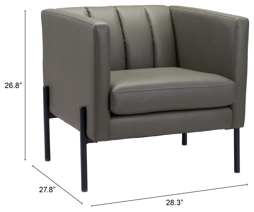 Accent Chair, Faux Vinyl Leather, Steel, Green, Black, Mid Century Hospitality