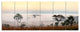 Misty Morning Panorama, Landscape Canvas Art Print, 70"x28", 6 Panels