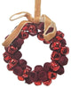 Red Jingle Bell Wreath Ornament Large 4 in Metal Velvet Vintage Antique Style
