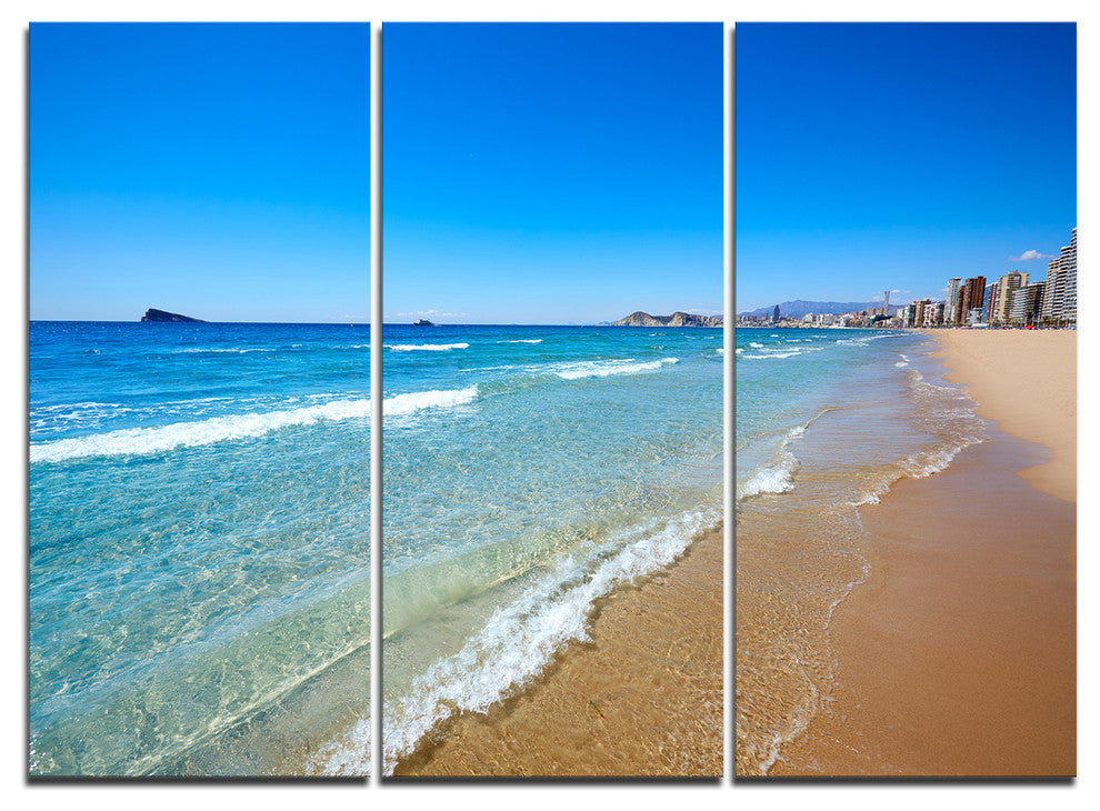 "Benidorm Poniente Beach Waves" Canvas Wall Art, 3 Panels, 36"x28"