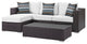 Lounge Sectional Sofa and Table Set, Rattan, Wicker, Dark Brown White, Outdoor