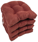 16" Solid Micro Suede U-shaped Tufted Chair Cushions, Set of 4, Red Wine