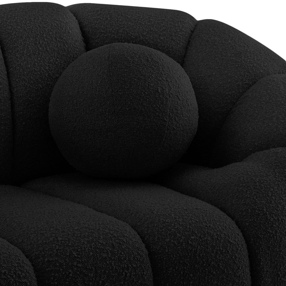 Elijah Boucle Fabric Upholstered Chair, Black