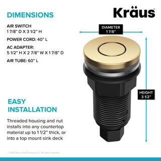 KRAUS Garbage Disposal Air Switch Kit 2 Flat Push Buttons SFS & BB, Kwda-200bb