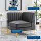 Triumph Channel Tufted Performance Velvet Sectional Sofa Corner Chair - Gray