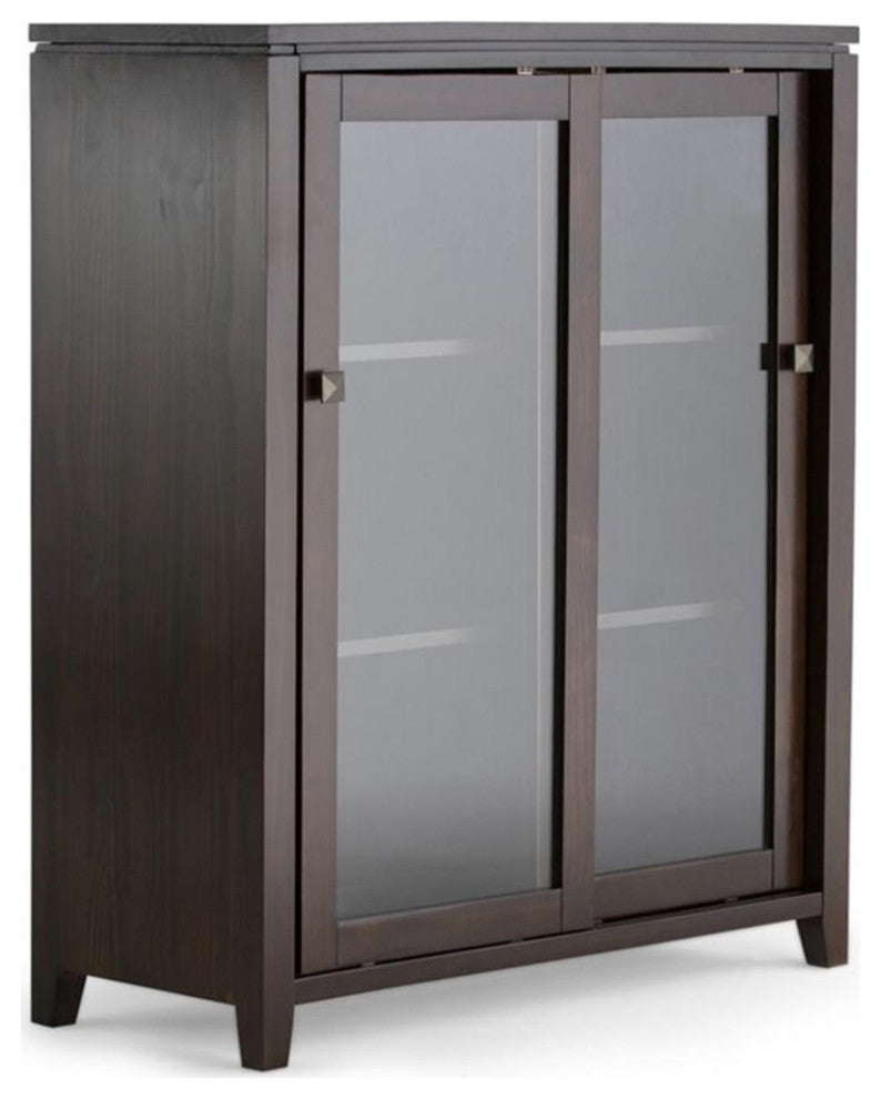 Solid Wood 36 Inch Wide Medium Storage Cabinet In Mahogany Brown