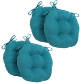 16" Solid Micro Suede Round Tufted Chair Cushions, Set of 4, Aqua Blue