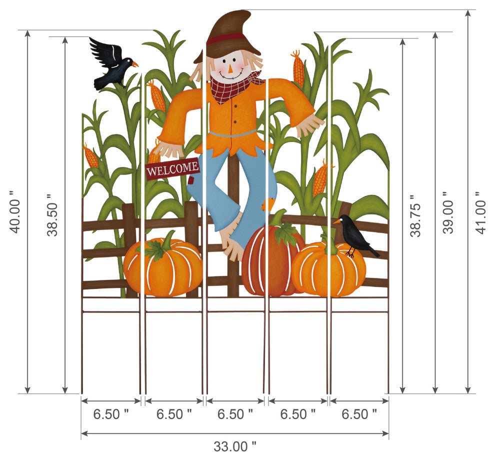 41.5"H Fall Metal Scarecrow and Corns Combo Yard Stake
