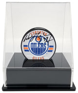 OnDisplay Deluxe UV-Protected Hockey Puck Display Case - Angle Black Base