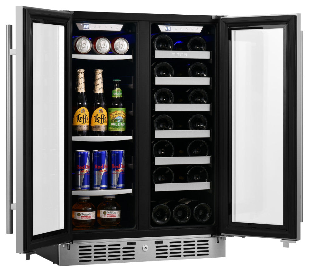 Titan Transcend 24 inch 64 Can 20 Bottle Dual Zone Beverage and Wine Cooler