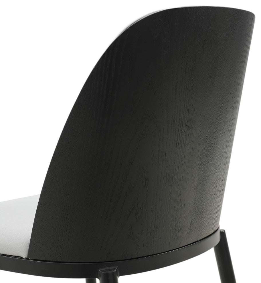 LeisureMod Tule Dining Side Chair With Upholstered Seat and Steel Frame, Black/Platinum Blue