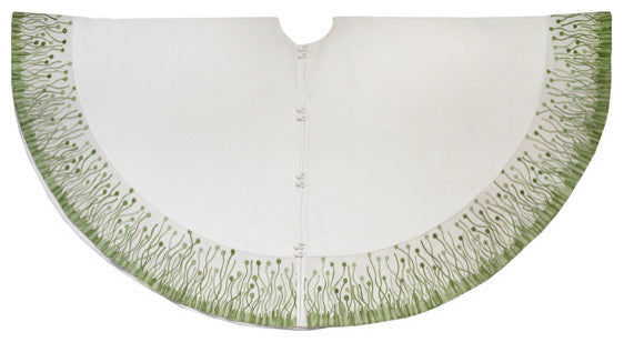 Flora Christmas Tree Skirt in Green