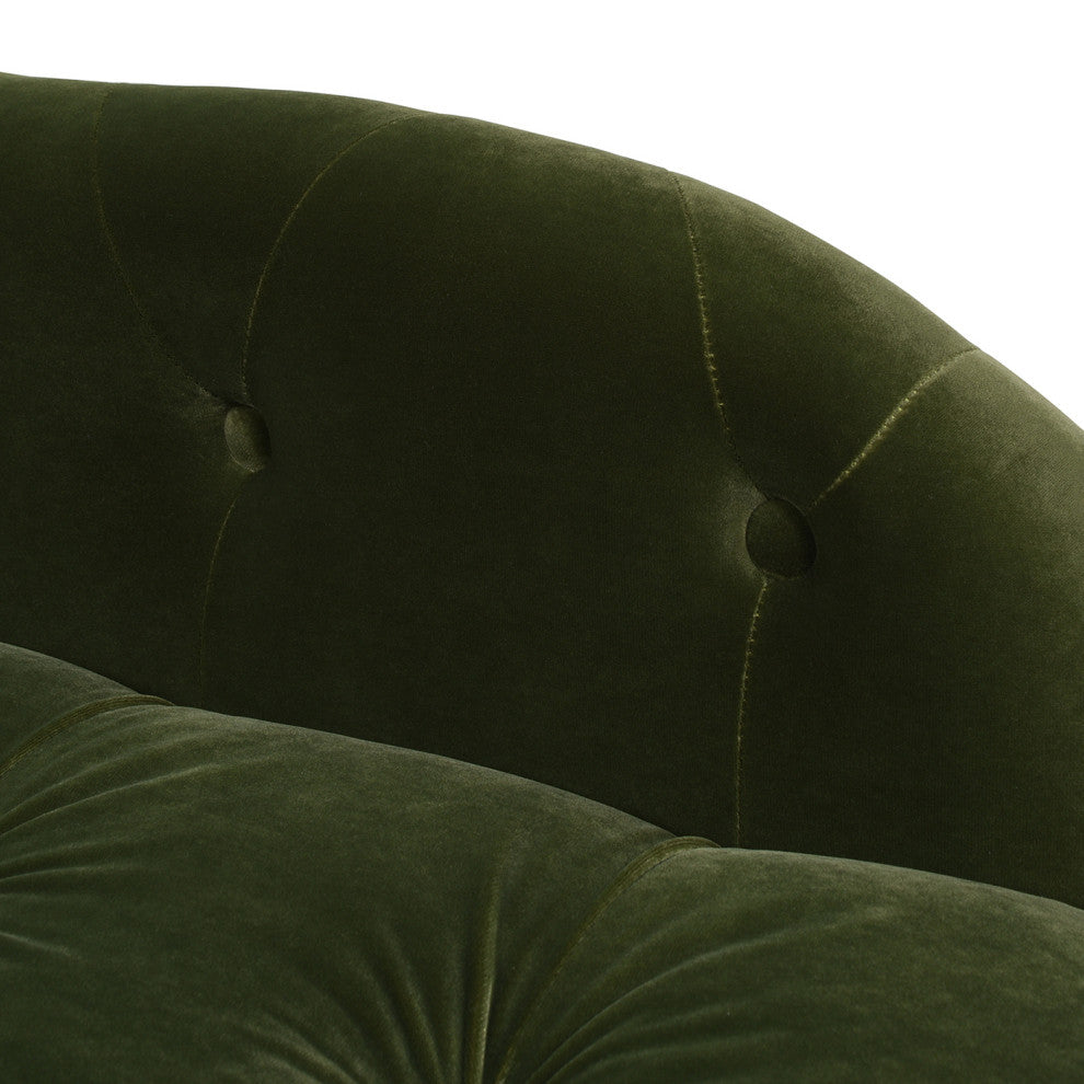 Samuel Velvet Tufted Chaise Lounge, Right-Arm Facing, Olive Green Performance Velvet
