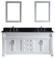 Virtu Victoria 72" Double Bathroom Vanity, White With Faucet and Mirrors