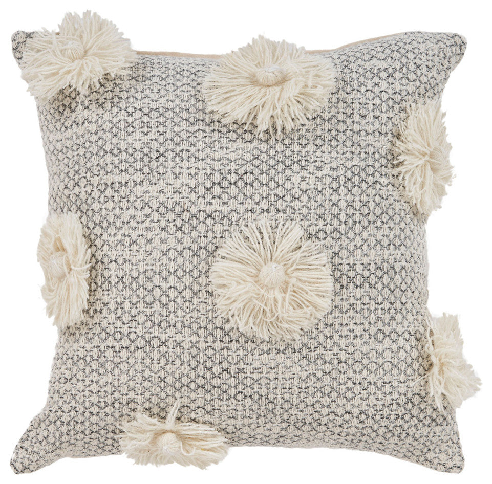 Gray Tassle Throw Pillow