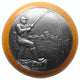 Catch of the Day Wood Knob, Antique Brass, Maple Wood Finish, Antique Pewter