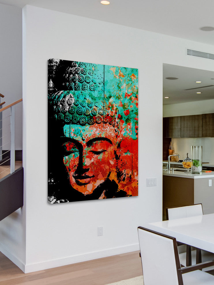 Marmont Hill, "Buddha Green Red" by Rick Martin Painting Wrapped Canvas, 40x48