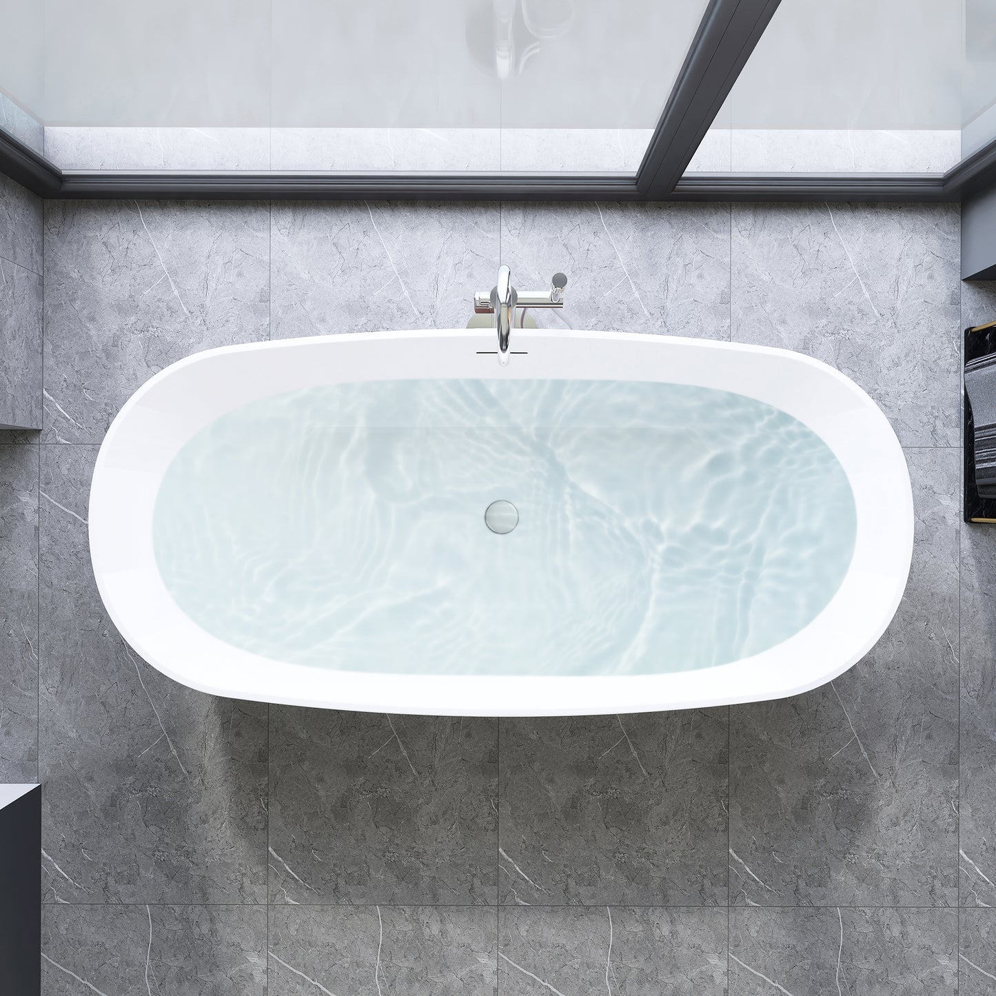 London Freestanding Acrylic Soaking Bathtub, Black, 66.9"l X 31.5"w